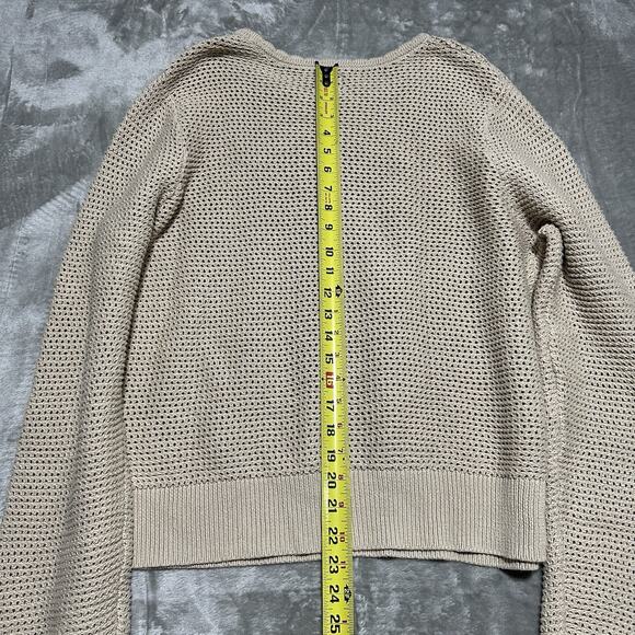 GAP Crewneck Sweater Womens Size XL Beige Open Knit Casual Cottagecore Preppy - Picture 8 of 8